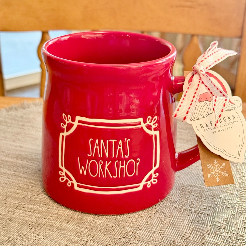 Rae Dunn SANTA’S WORKSHOP Red Ceramic Christmas Mug Different Design NEW!!